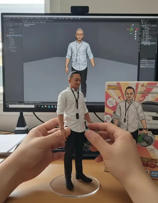 Prompt: There are two hands lifting the statue while turning it left and right after putting it back down.