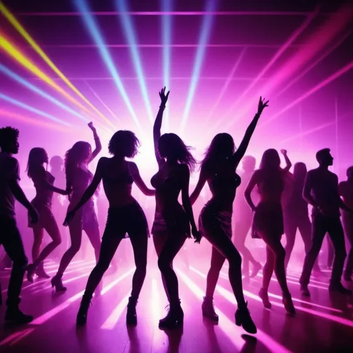 Prompt: (night club scene video), (slow motion), vibrant lights, energetic atmosphere, crowds of people dancing, DJ on stage, pulsating colors, disco ball reflecting light, upbeat music vibes, silhouettes of dancers, dynamic poses, moody lighting, high depth cinematic masterpiece, joyful expressions, neon accents, HD quality.