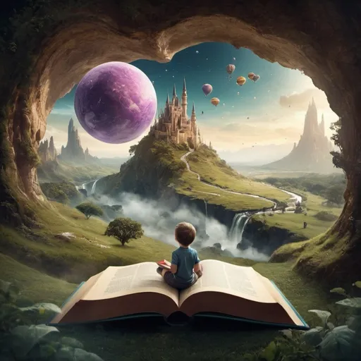 Prompt: Imagination: When fantastic worlds open up while reading a book