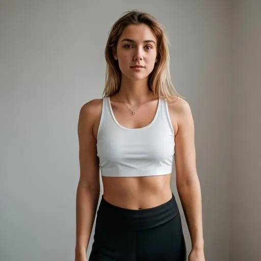 Prompt: one beautiful German woman in a crop top and half pant