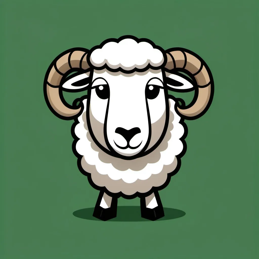 Prompt: A very simple and cartoony sheep/lamb logo for my fantasy football team. Make it a little funny looking