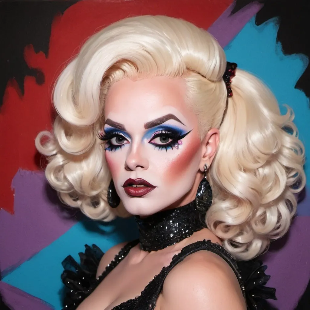 Prompt: harley poe art drag queen