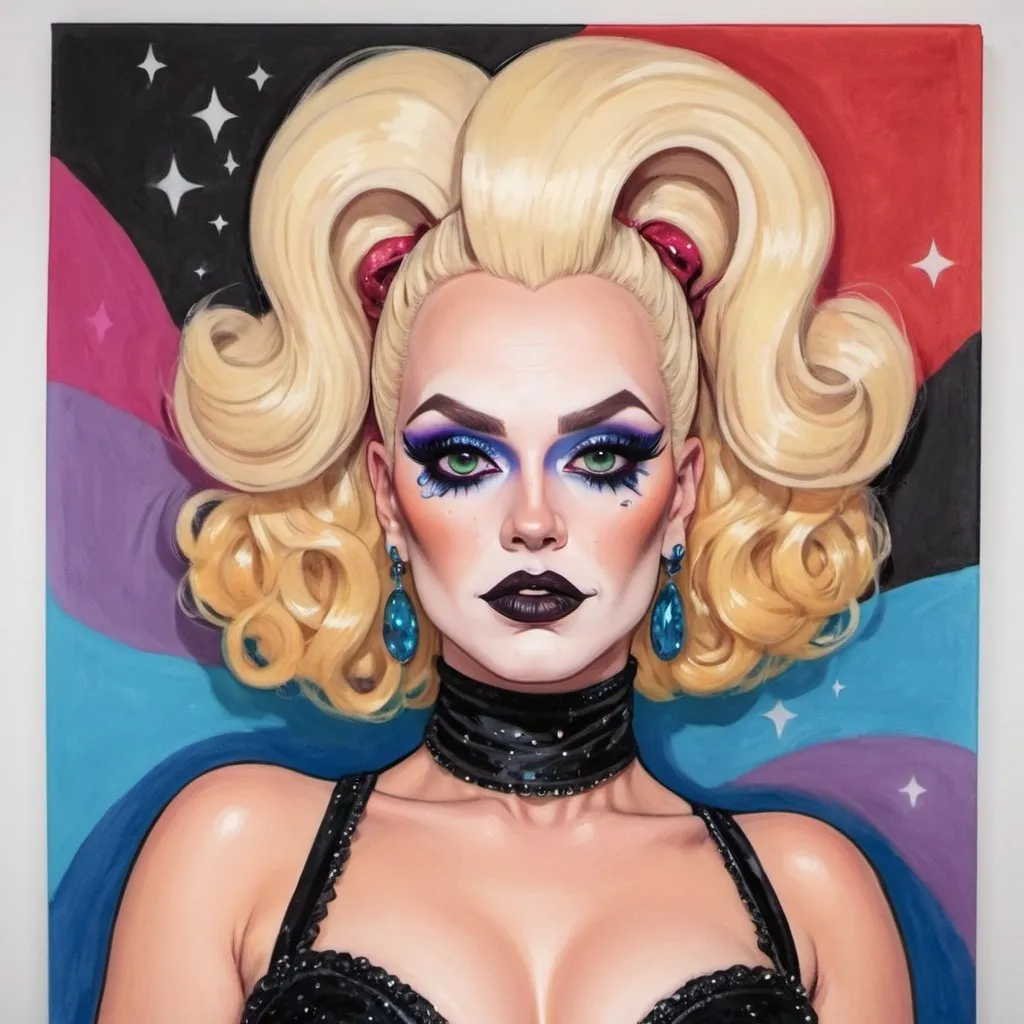 Prompt: harley poe art drag queen