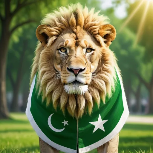 Prompt: lion wear pakistan flag dress coat