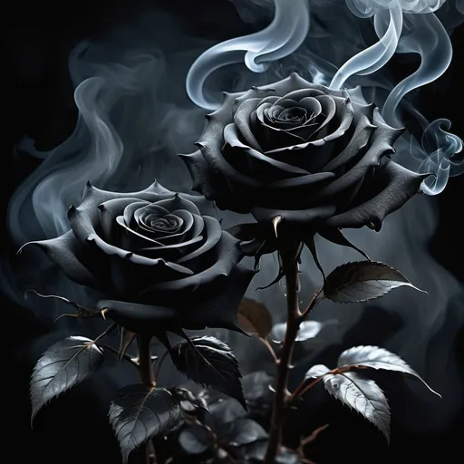 Prompt: Dark Fantasy theme image of angle and devil ultra smoke dark. black roses affects extrem details high quailty blend. dark cold affects ultra stunning. masterpiece