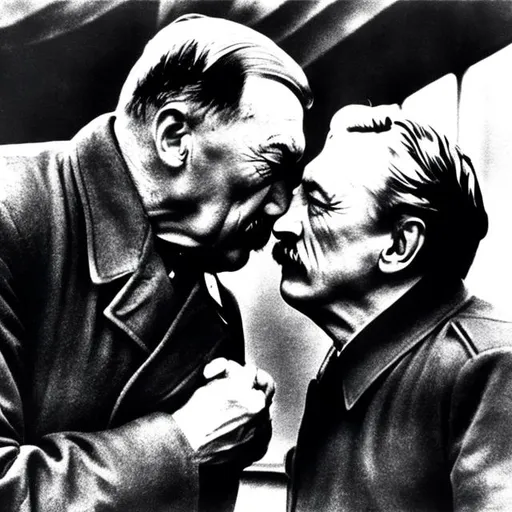 Prompt: hittler kissing stalin


