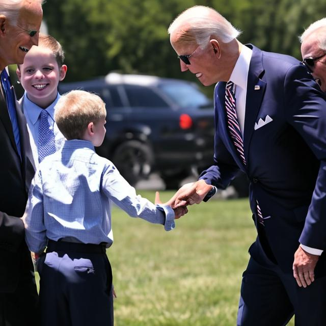 Prompt: joe biden touching a child

