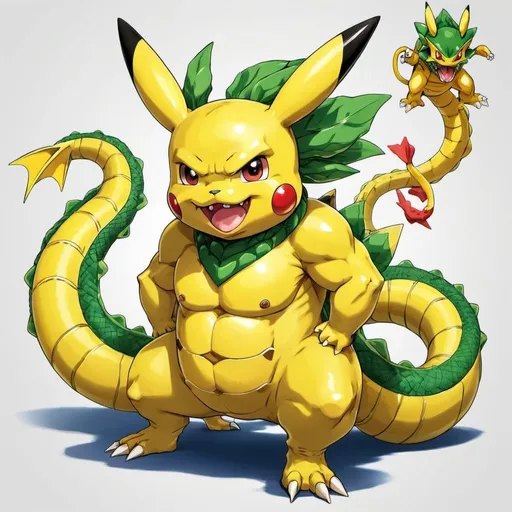 Prompt: A fusion of Pikachu and Shenlong from Dragon Ball