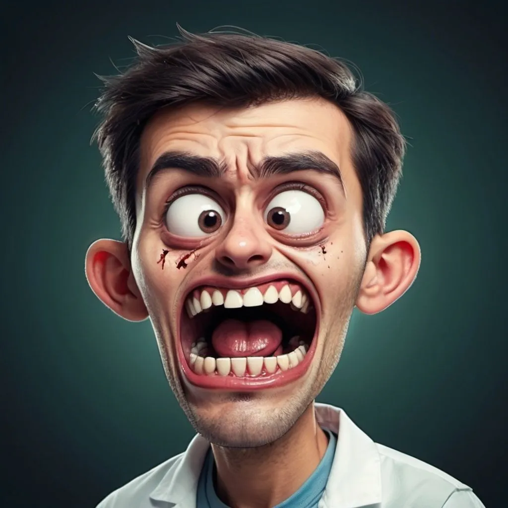 Prompt: cartoon Horror Dental problem face 
