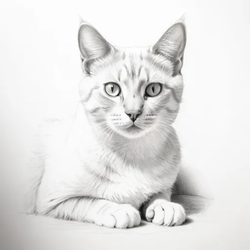 Prompt: pencil sketch of a cat, white background