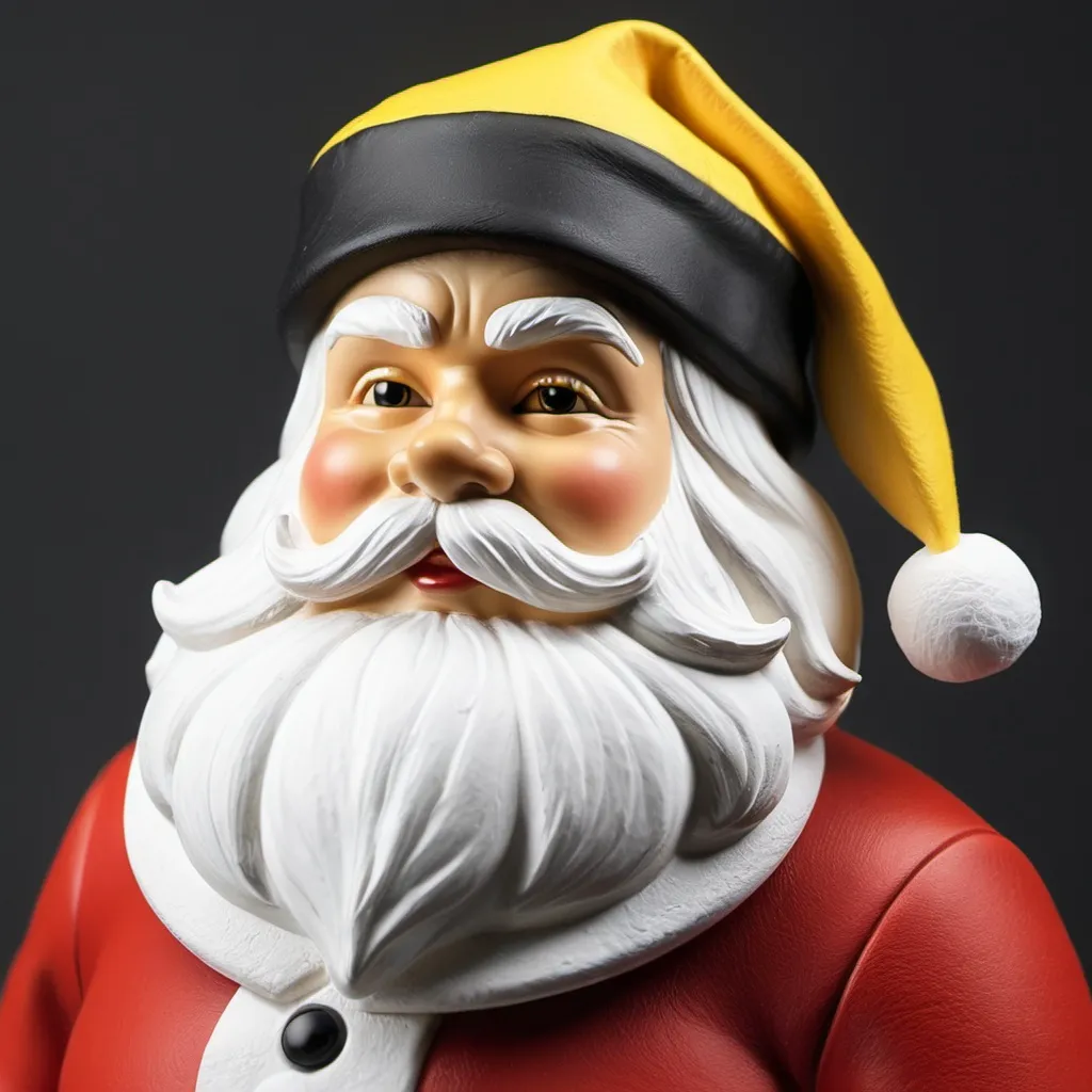 Prompt: Santa with black and yellow hat