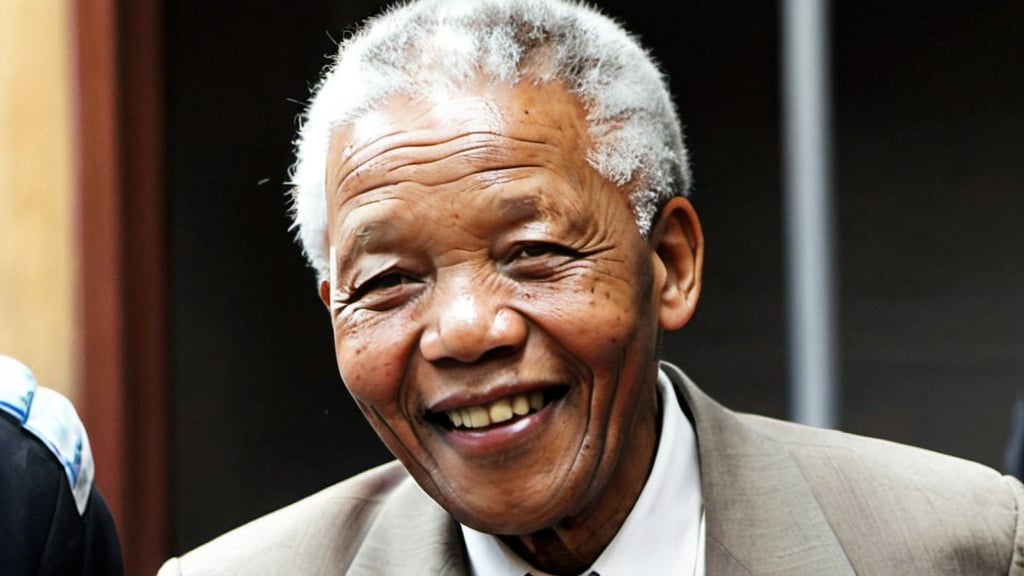 Prompt: nelson mandela old smiling
