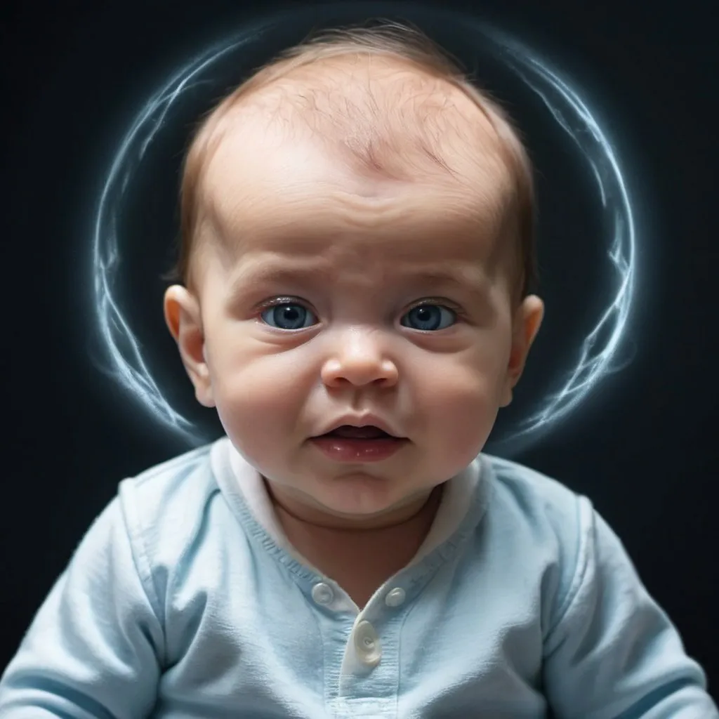 Prompt:  a spirit transforming into a human being a baby
