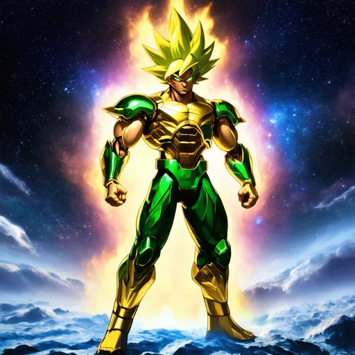 Prompt: make him a warrior from a different planet with a supersayayin suit