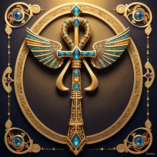 Prompt: A legally distinct keyblade design that takes inspiration from an Egyptian ankh