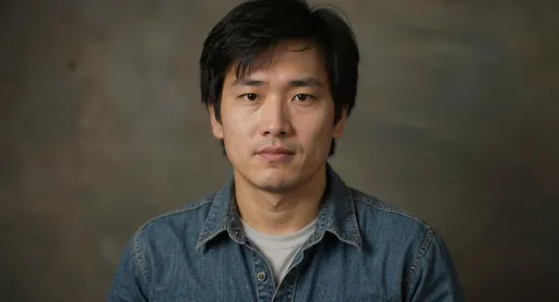 Prompt: A photorealistic and cinematic portrait, presented in a documentary style, of a 21-year-old Korean male university student from the 1980s. The subject's facial features and expression should be highly faithful to the provided reference photograph of the historical figure, Lee Han-yeol. He is dressed in the simple denim and cotton attire of the era, with a neat, kind face and a typical short haircut. This young man possesses a warm, artistic soul, a fact that is powerfully contrasted by his eyes, which burn with a quiet, firm resolve against injustice. The image is a medium shot from a frontal viewpoint, captured with the distinct look of a Canon EOS R5 camera using an 85mm f/1.4 lens and Kodak Portra 400 film, resulting in a highly detailed, professional-grade 8K image that feels like a still from a historical drama.