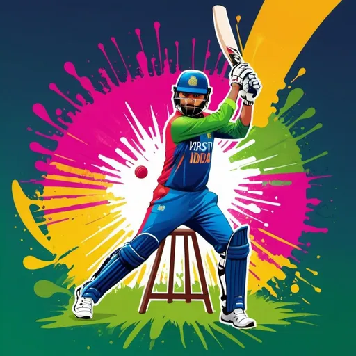 Prompt: /imagine prompt: A vibrant, colorful digital illustration of a cricket-themed poster. The background features bright yellow rays emanating from the center, with dynamic pink and red curves at the bottom. Silhouettes of cricket players in action are placed in the middle, surrounded by splashes of green and blue. The text "ক্রিকেট জমুক মাঠে কুইজ চলুক গ্রামে" is prominently displayed in the center in bold, playful Bengali font as part of the logo. Bright colors, high contrast, dynamic composition, digital illustration, HD quality --ar 16:9 --v 6.0

