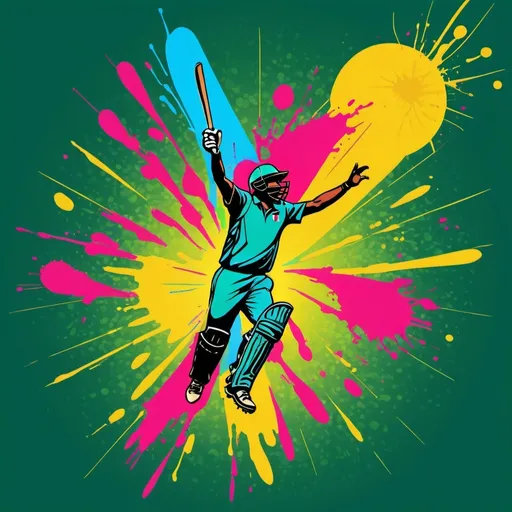 Prompt: /imagine prompt: A vibrant, colorful digital illustration of a cricket-themed poster. The background features bright yellow rays emanating from the center, with dynamic pink and red curves at the bottom. Silhouettes of cricket players in action are placed in the middle, surrounded by splashes of green and blue. The text "ক্রিকেট জমুক মাঠে কুইজ চলুক গ্রামে" is prominently displayed in the center in bold, playful Bengali font as part of the logo. Bright colors, high contrast, dynamic composition, digital illustration, HD quality --ar 16:9 --v 6.0

