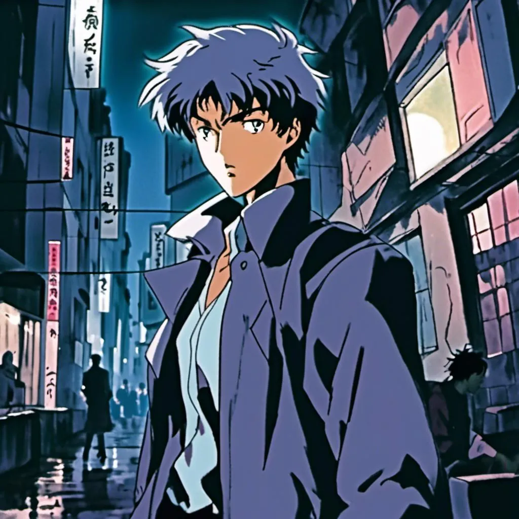 Prompt: <mymodel> (anime style), Detective Edward in a sleek outfit, intently searching for a suspect, (cool color scheme), atmospheric shadows, infused with mystery, intense expression, detailed background of a dimly lit urban street, moody ambiance, ultra-detailed, capturing the tension of the investigation, cohesive anime aesthetic.