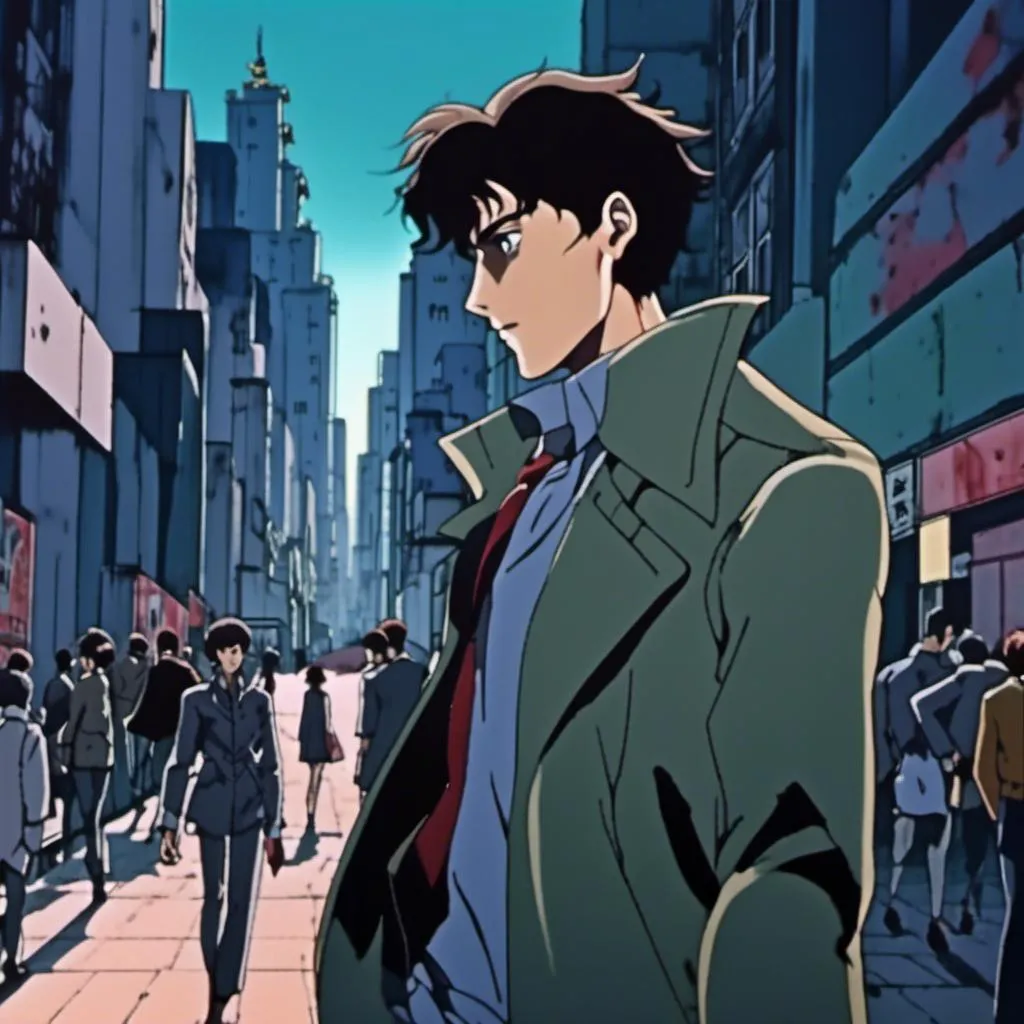 Prompt: <mymodel>anime scene of (Detective Edward Lawrence undercover), cool color scheme, (dramatic lighting), stealthy pose, urban backdrop with shadows, intense gaze, dynamic angle, stylish detective attire, high-quality details, illustrative cutscene effect, engaging narrative elements, cinematic mood, visually captivating, 4K resolution.