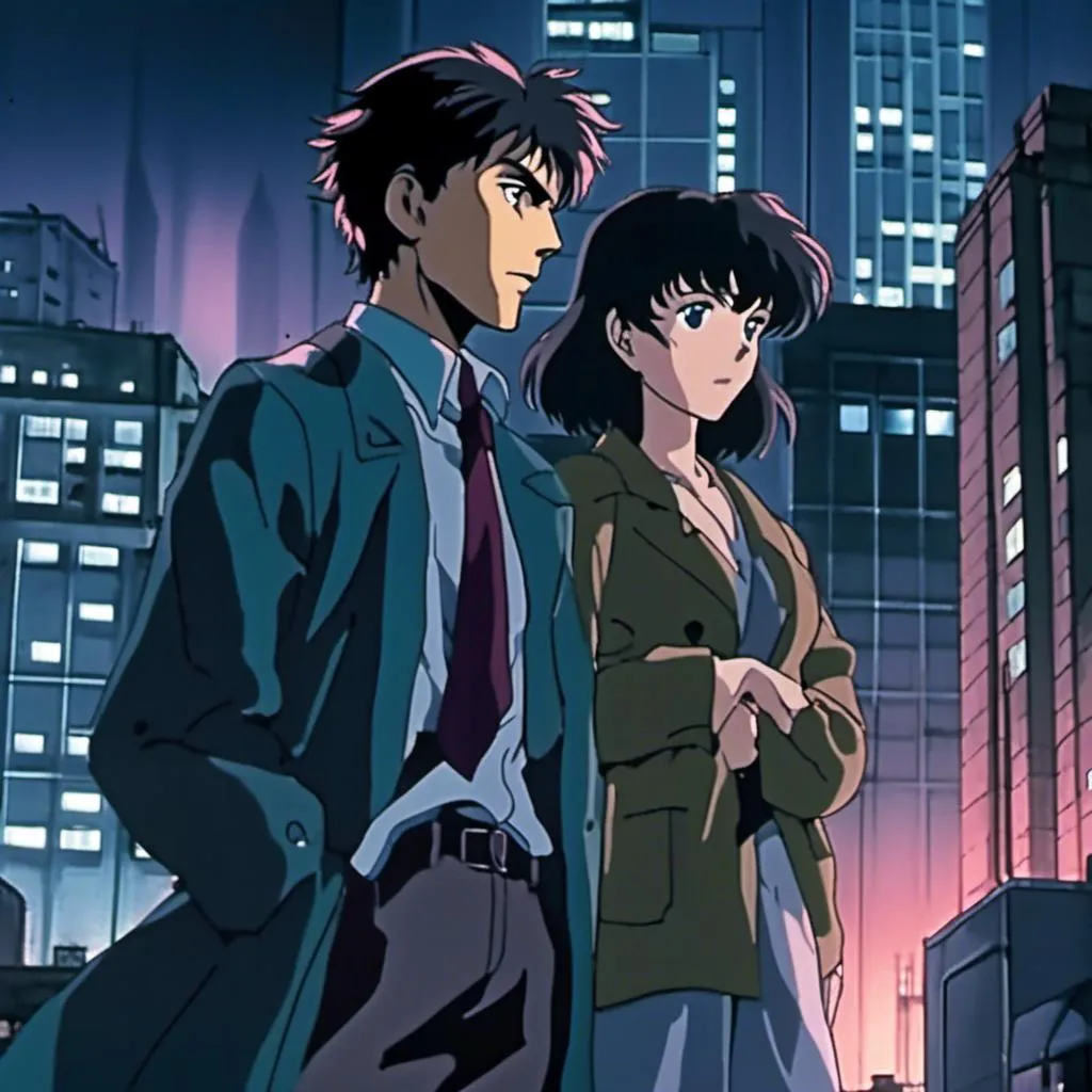 Prompt: <mymodel>anime scene of (Detective Edward Lawrence undercover), cool color scheme, (dramatic lighting), stealthy pose, urban backdrop with shadows, intense gaze, dynamic angle, stylish detective attire, high-quality details, illustrative cutscene effect, engaging narrative elements, cinematic mood, visually captivating, 4K resolution.