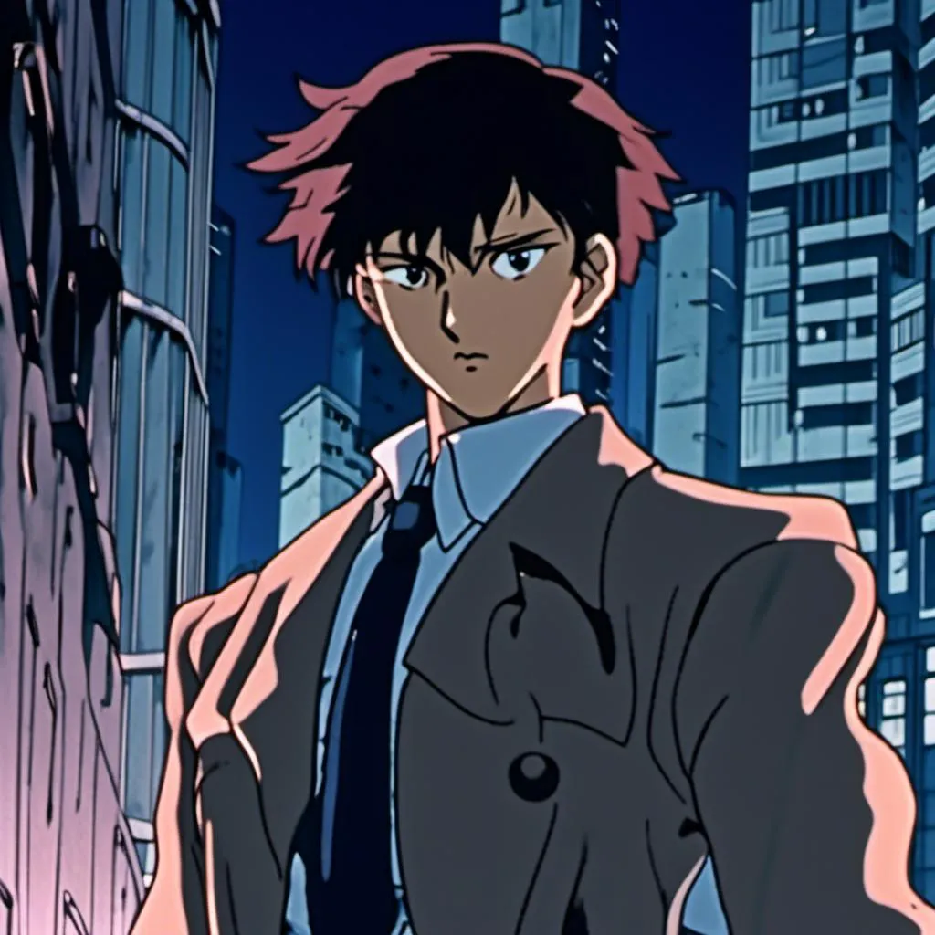 Prompt: <mymodel>anime scene of (Detective Edward Lawrence undercover), cool color scheme, (dramatic lighting), stealthy pose, urban backdrop with shadows, intense gaze, dynamic angle, stylish detective attire, high-quality details, illustrative cutscene effect, engaging narrative elements, cinematic mood, visually captivating, 4K resolution.