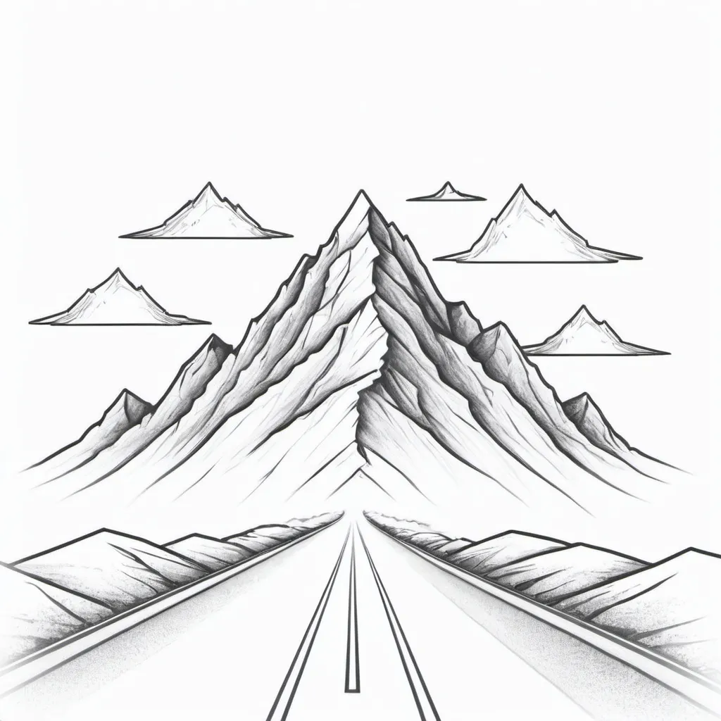 Prompt: This is for YouTube display picture. Imagine a mountain and a road towards it. Create it as a simple line drawing in a minimalist way where the Channel name has to be written as Code O 'R'oad
 