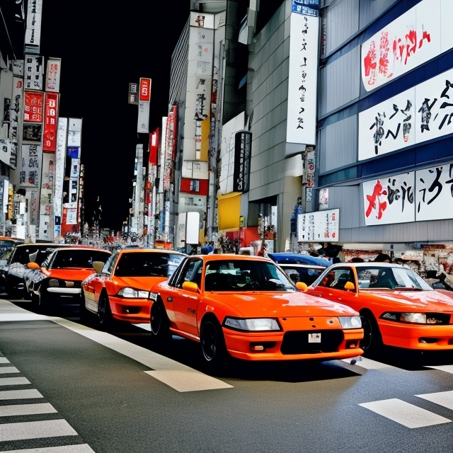 Prompt: toyata apex in tokyo,in the night,with other jdm cars