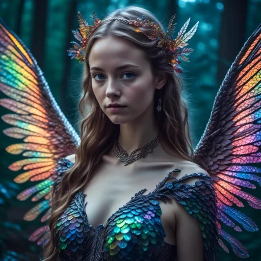 Prompt: <mymodel>Fantasy illustration of a ((death knight)) girl, vibrant and iridescent scales, lush mystical forest background, intricate detailing on wings and horns, ethereal and magical atmosphere, high-quality, detailed fantasy art, vibrant colors, mystical lighting, magical, detailed scales, majestic design, professional, atmospheric forest setting