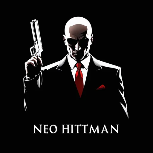 Prompt: Neo Hitman white text with a black backgrund