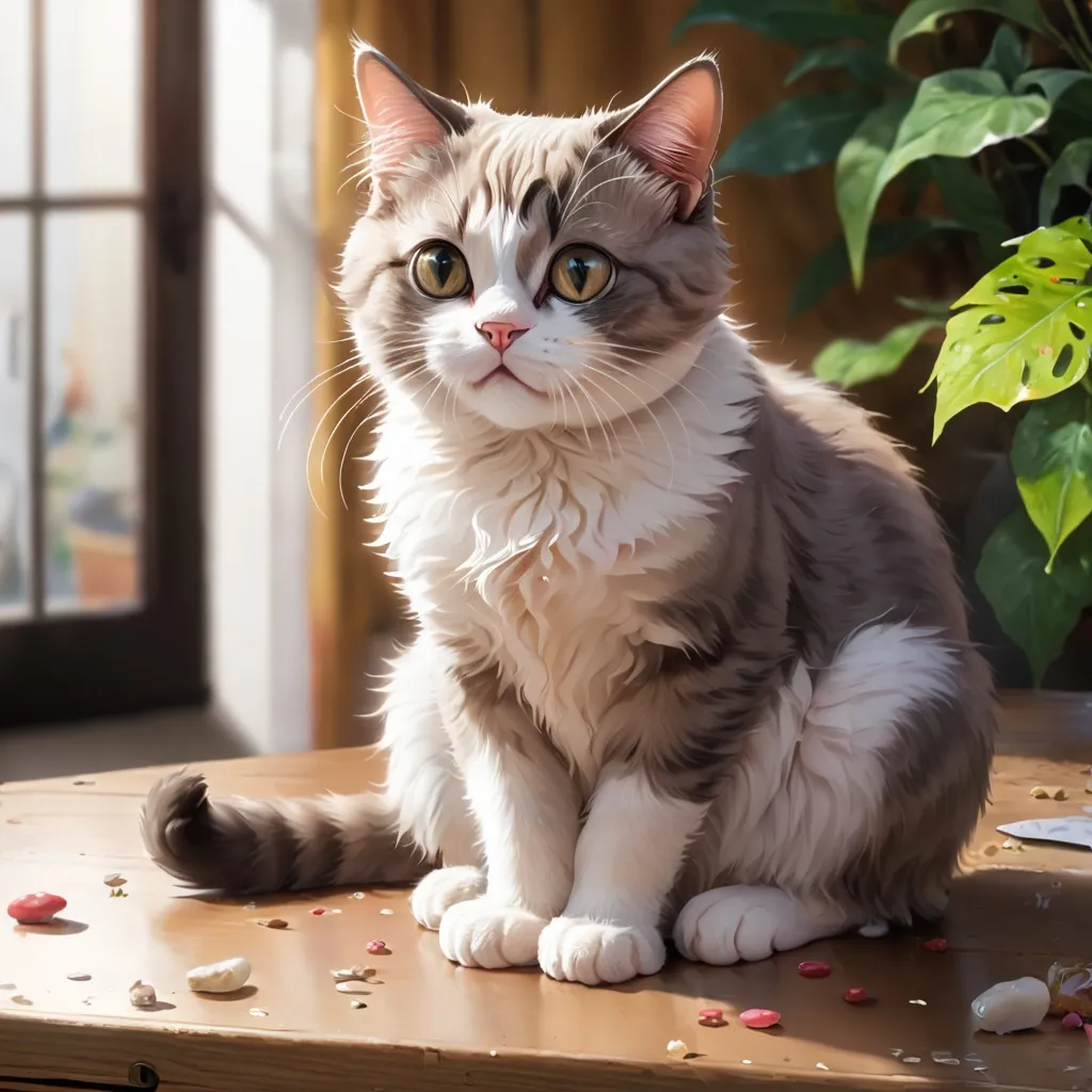 Prompt: A cat siting on a table