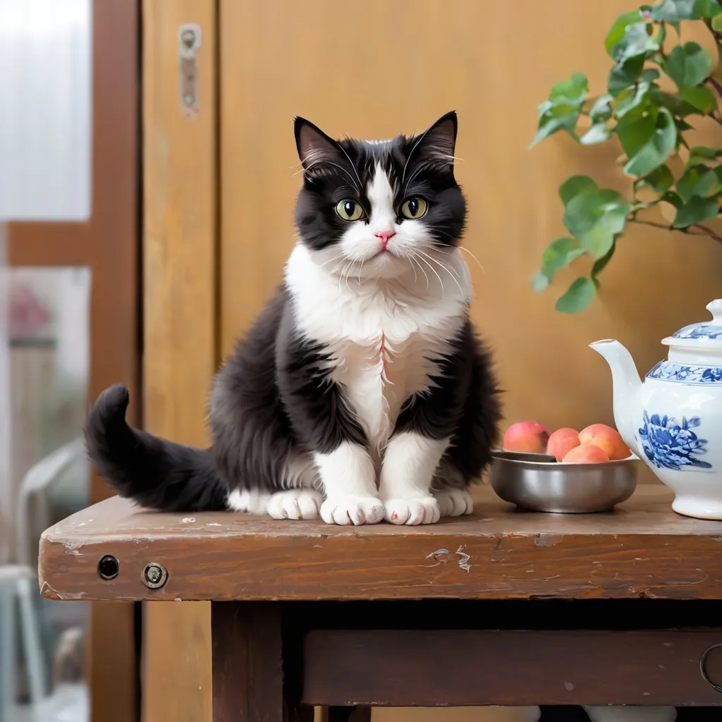 Prompt: A cat siting on a table