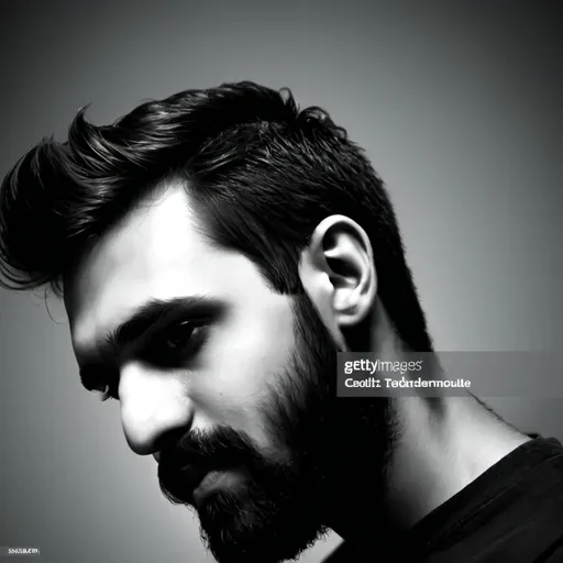 Prompt: , black mode ،writh the 27 in the corner 
Keep the angle of the photo، Increase the quality of the photo and keep only the image of the bearded man