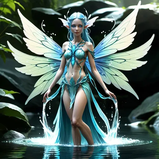 Prompt: humanoid fairy elemental with wings of water female
