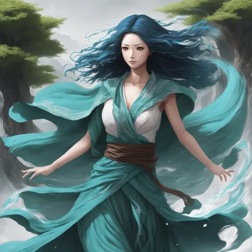 Prompt: wind elemental, flowing clothes