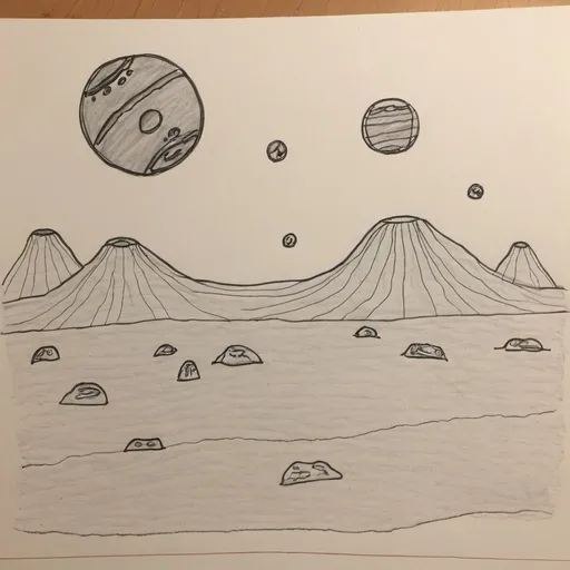 Prompt: a child's drawing of mars 