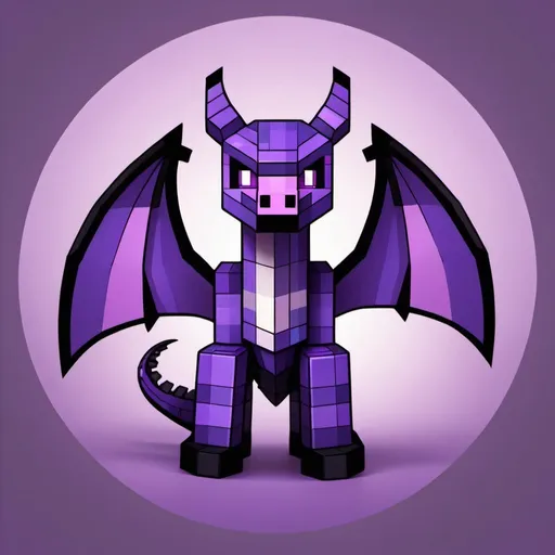 Prompt: Purple minecraft Enderdragon on circular background