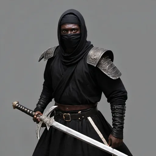 Prompt: A a black  black juarguar carrying a sword with my face