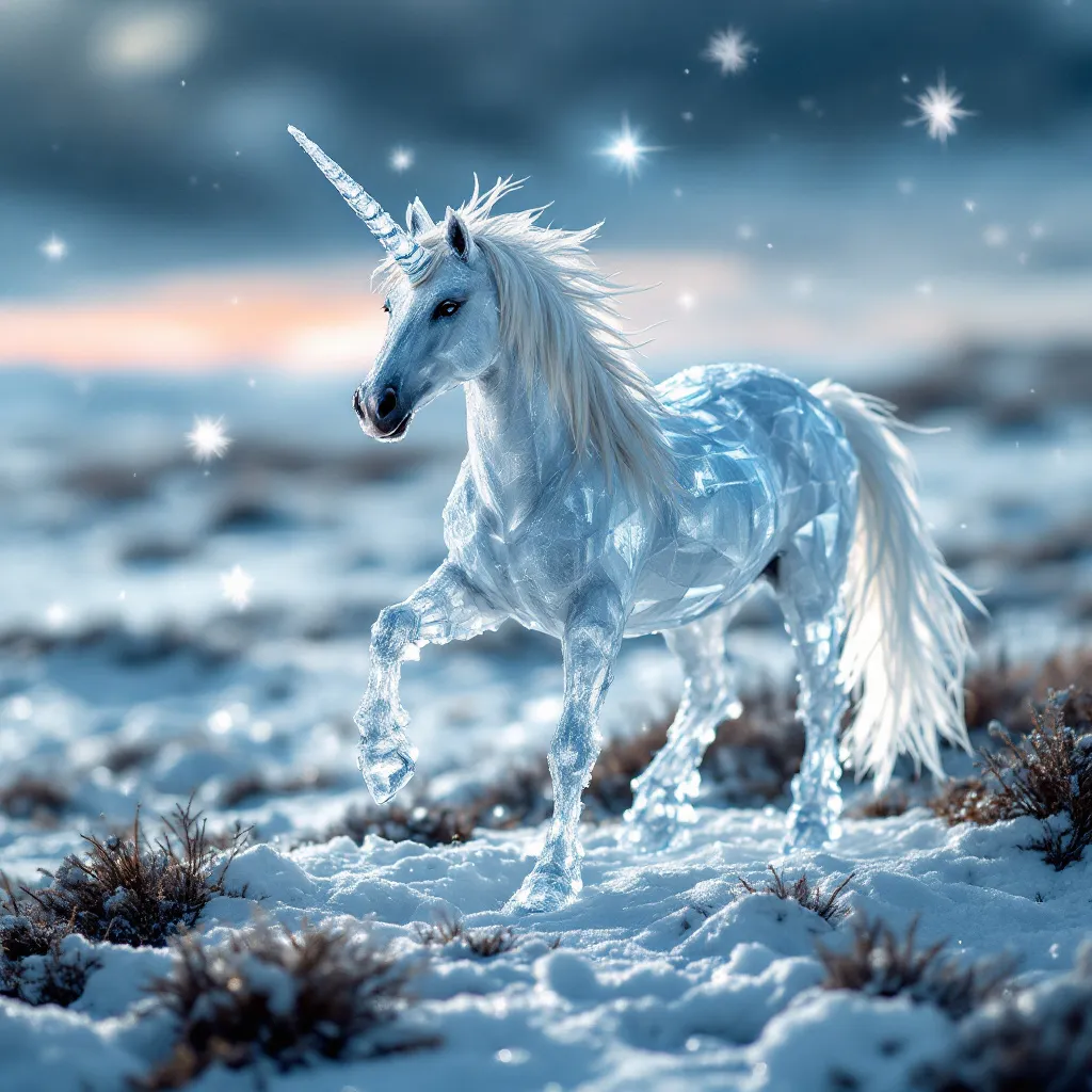 Prompt: A ice unicorn 