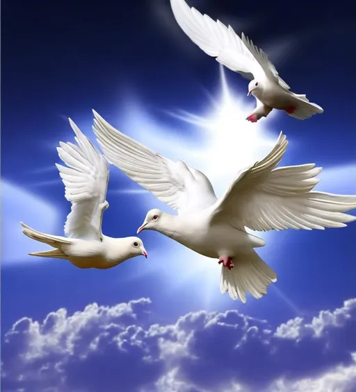 Prompt: Jesus christ the lord and Savior beside the white dove the holy spirit
