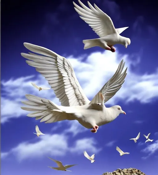 Prompt: Jesus christ the lord and Savior beside the white dove the holy spirit