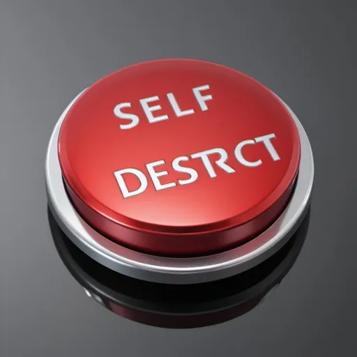 Prompt: metallic red self destruct button without a background