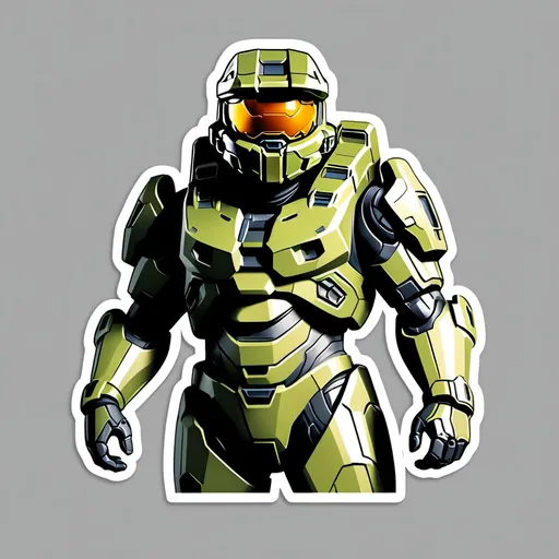 Prompt: Graphic design sticker master chief from halo