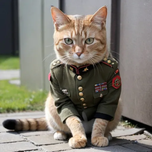 Prompt: chat militaire qui tiens une mitraillette
