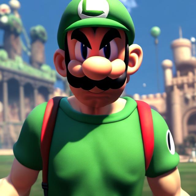 Prompt: Luigi sweaty