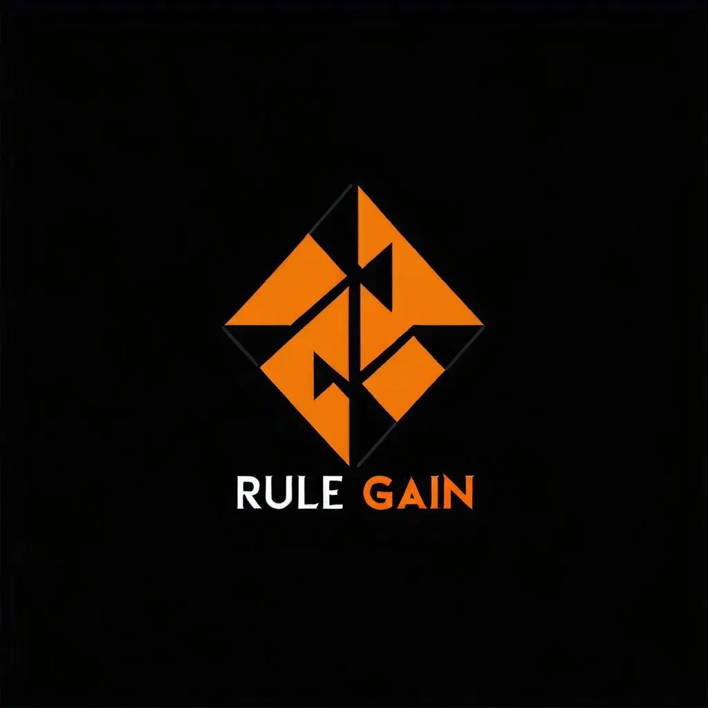 Prompt: Generate a simple company logo for an investment company called rule gain using orange and black color
