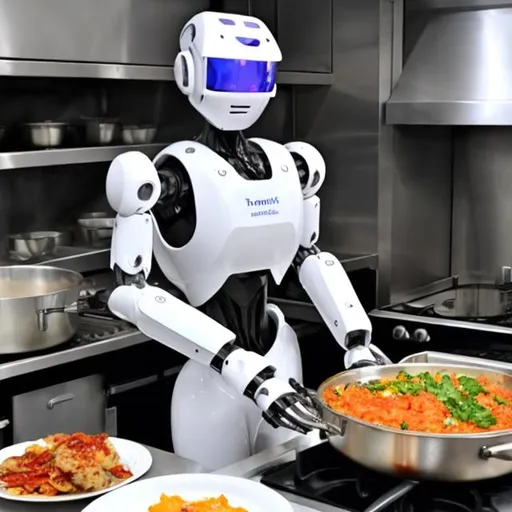 Prompt: A humanoid robot that can cook