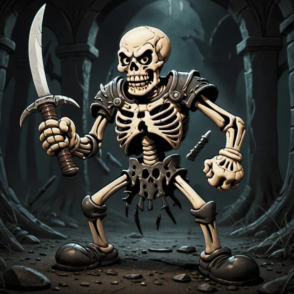 Prompt: Gangster, Hyper realistic, angry skeleton warrior, intricate bone details, menacing glare, high contrast, dark and moody, hyper-realistic, digital painting, dark tones, dramatic lighting, high definition, intense, intricate, detailed, fierce, warrior, loin cloth