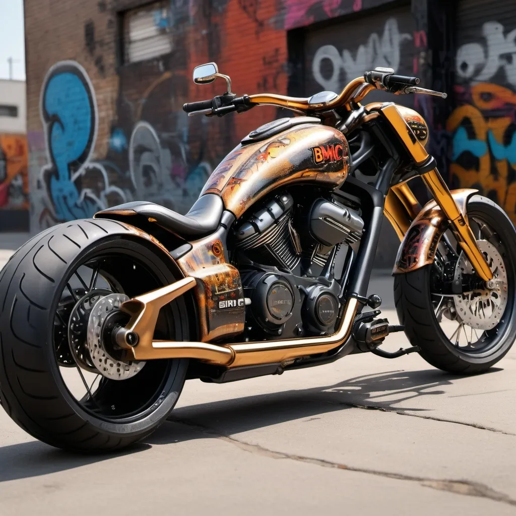 Prompt: BMC Notorious 918 Big Daddy Chopper motorcycle parked