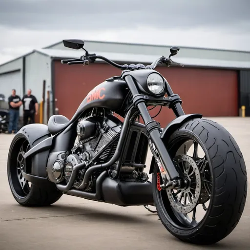 Prompt: BMC Notorious 918 Big Daddy Chopper motorcycle parked